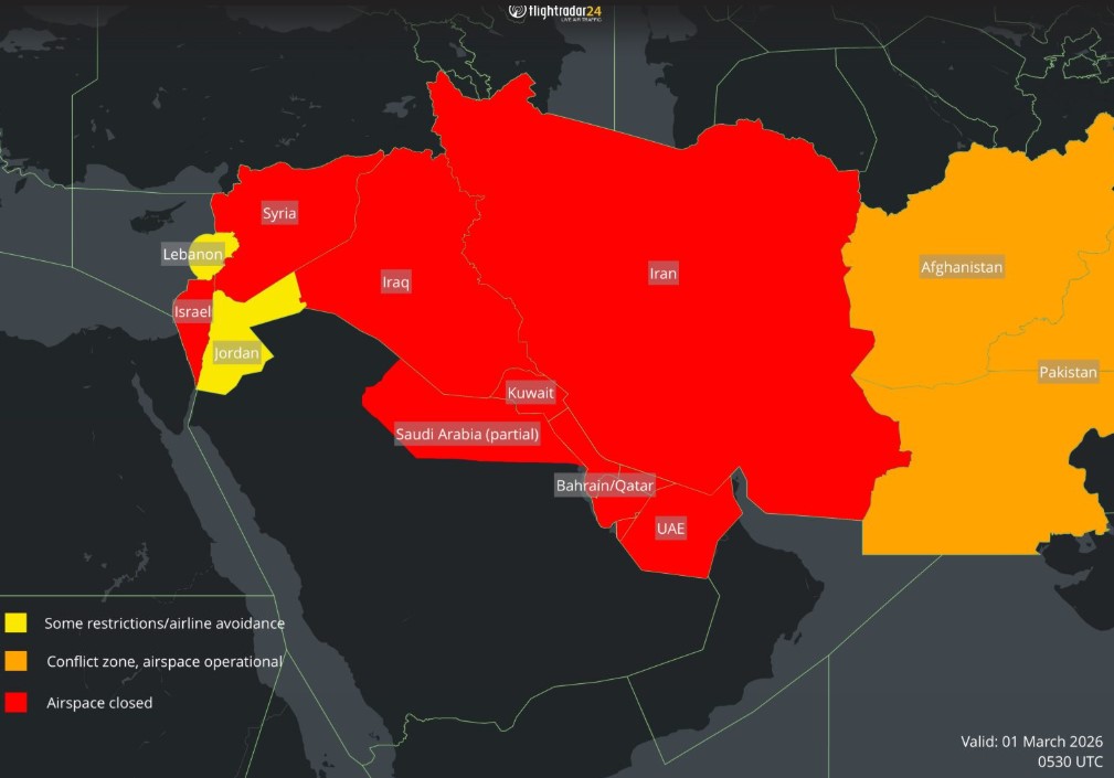 إغلاق المجال الجوي في المنطقة