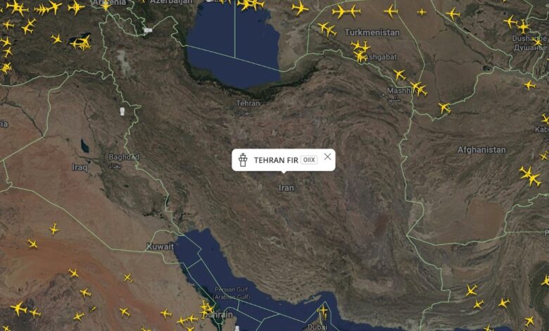 إغلاق المجال الجوي الإيراني